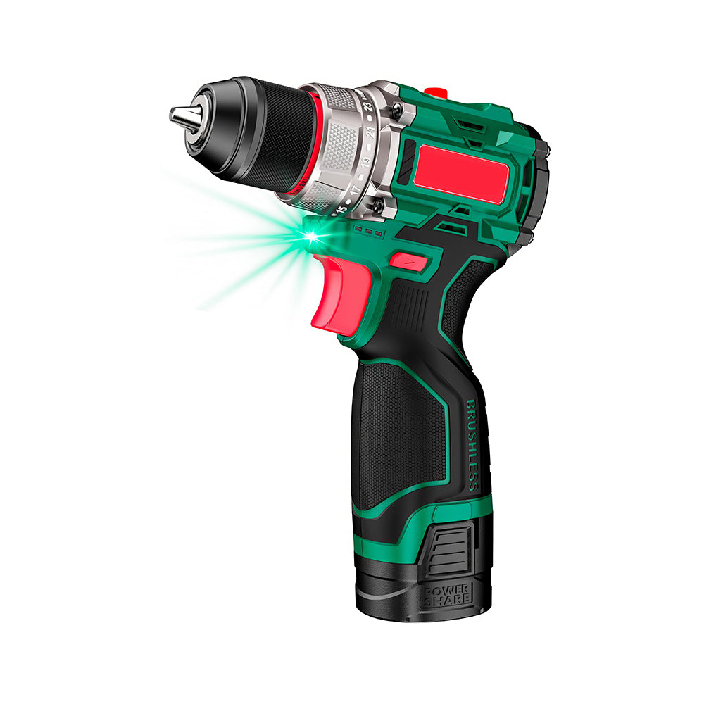 18V Cordless Hammer Drill Driver, 400 In-lbs Torque with 2.0Ah Battery