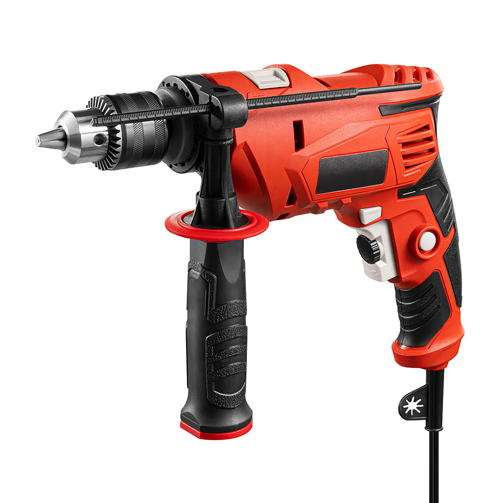 7.5 Amp Electric Hammer Drill, 0–3000RPM, 9-Piece Bit Set Included