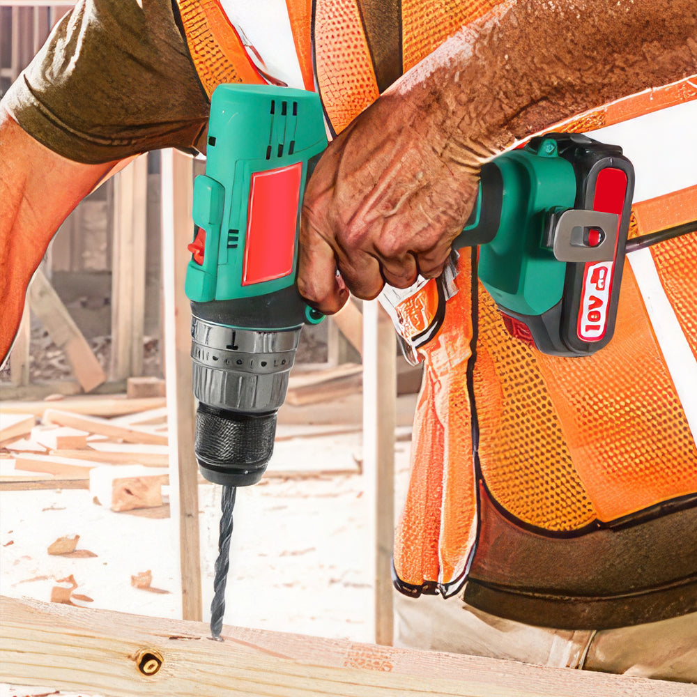 18V Cordless Hammer Drill Driver, 400 In-lbs Torque with 2.0Ah Battery