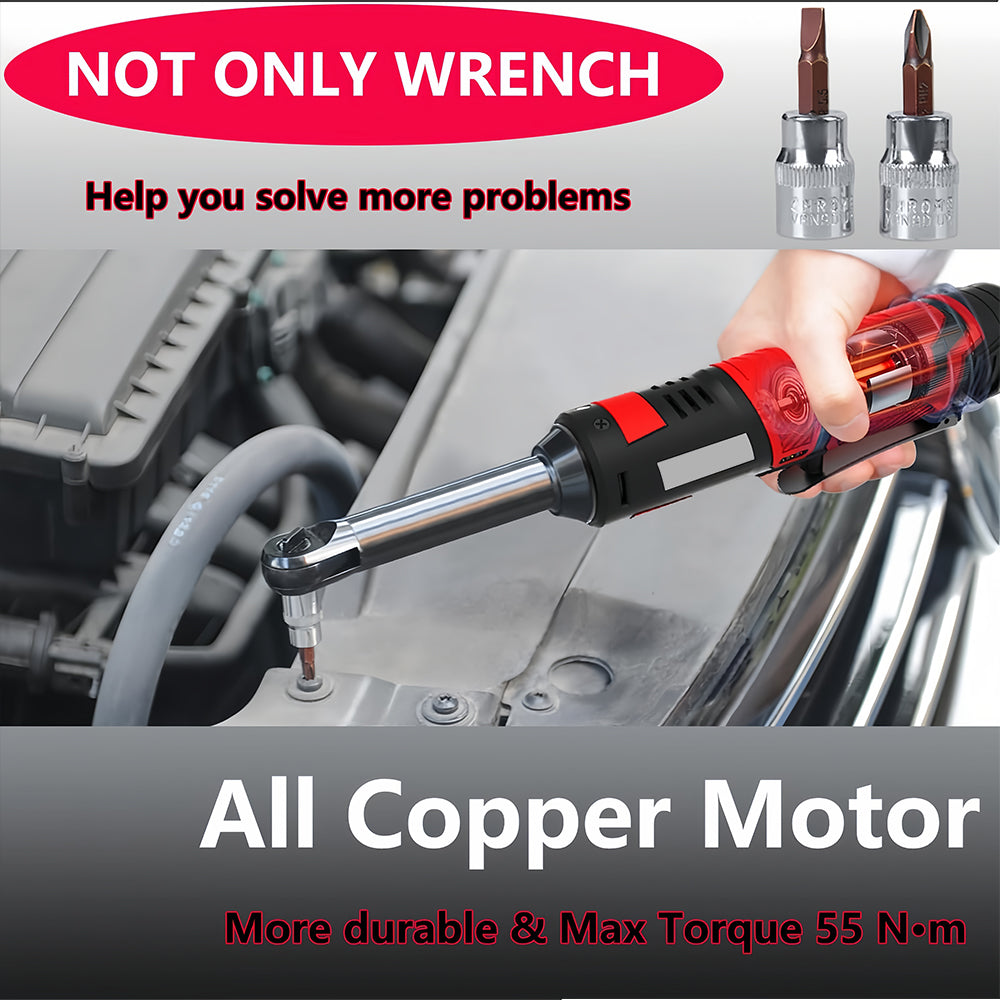 Electric Ratchet Wrench Battery Powered Ratchet Tool with 1 Hand Tool 7 Sockets 2 Screwdrivers 1 Extender