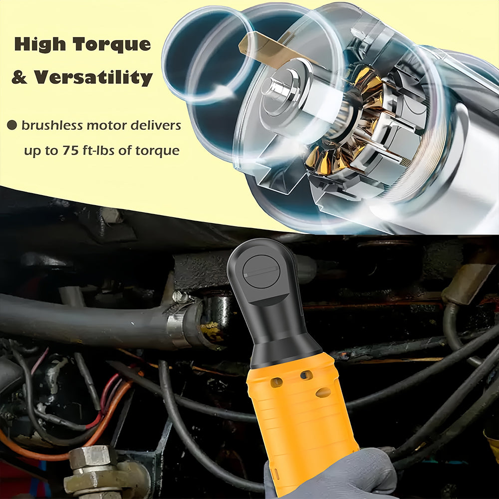 Cordless Ratchet Wrench Brushless 20V Battery 75 Ft lbs Torque