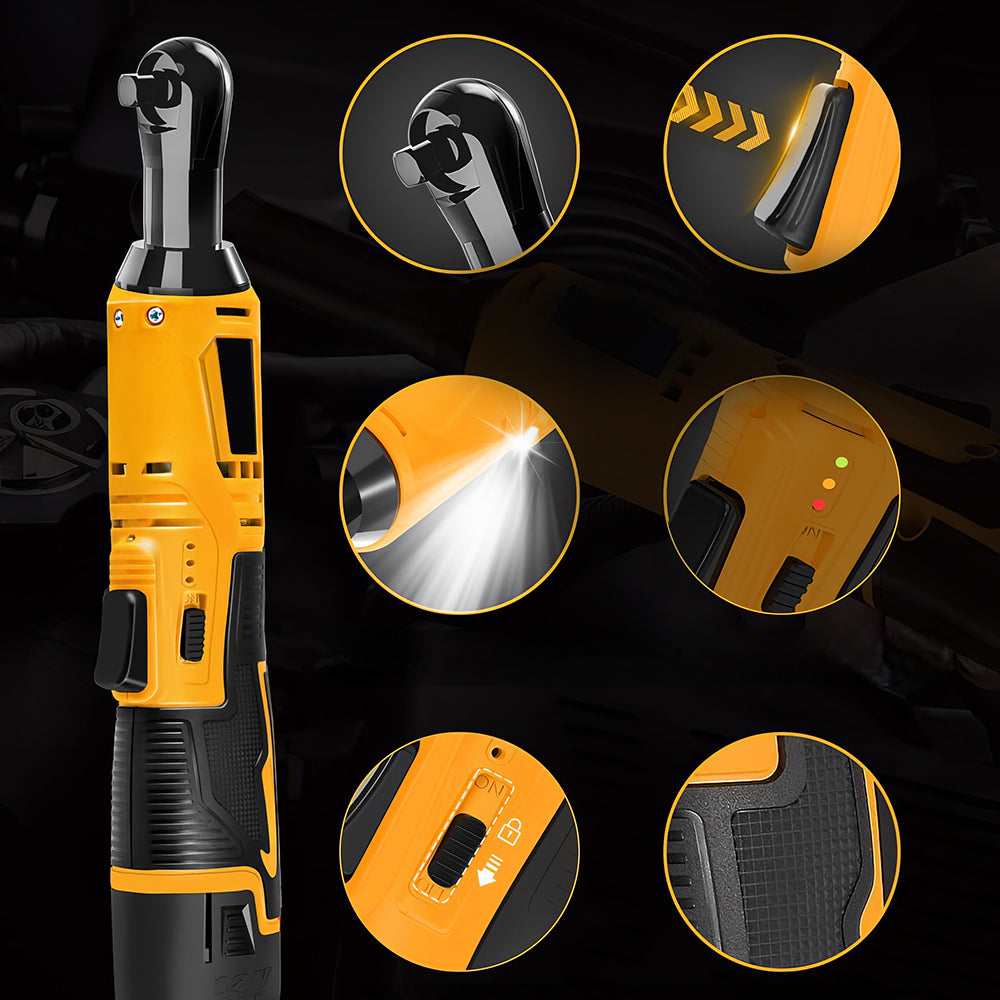 12V Cordless 3/8" Electric Ratchet Wrench, 40 Ft-lbs, 2 Batteries, 11 Sockets