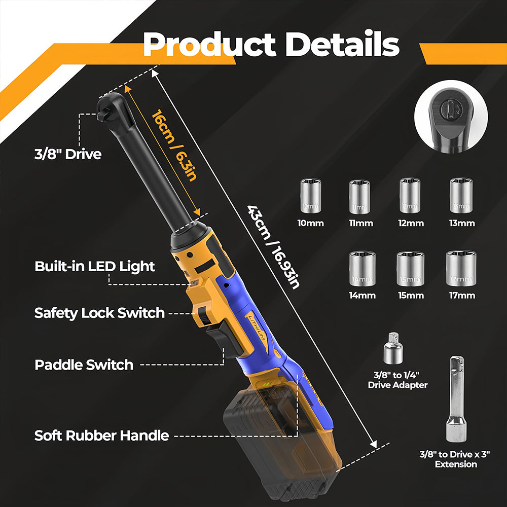Cordless Ratchet Wrench 60 Ft lbs 6 Extended