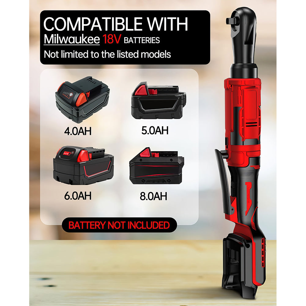 3/8" Cordless Ratchet Wrench, 88 Ft-lbs, Milwaukee M18 Compatible, LED