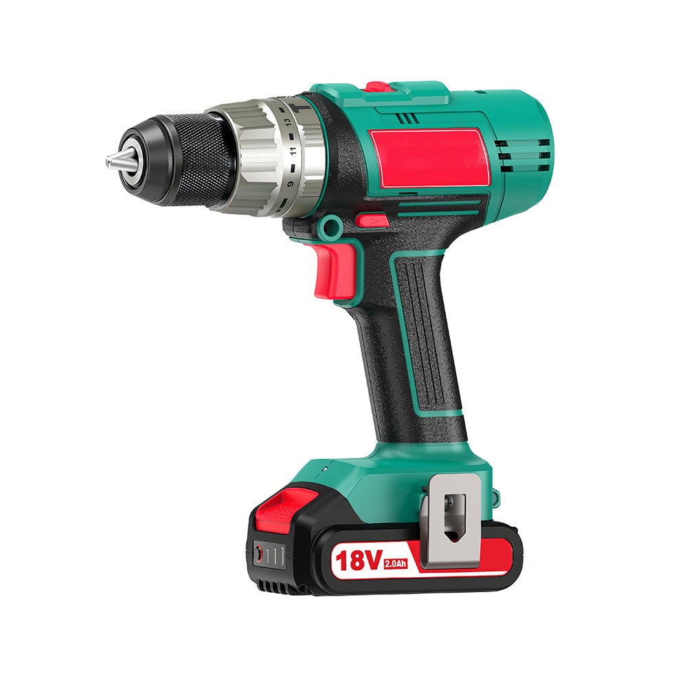 18V Cordless Hammer Drill Driver, 400 In-lbs Torque with 2.0Ah Battery
