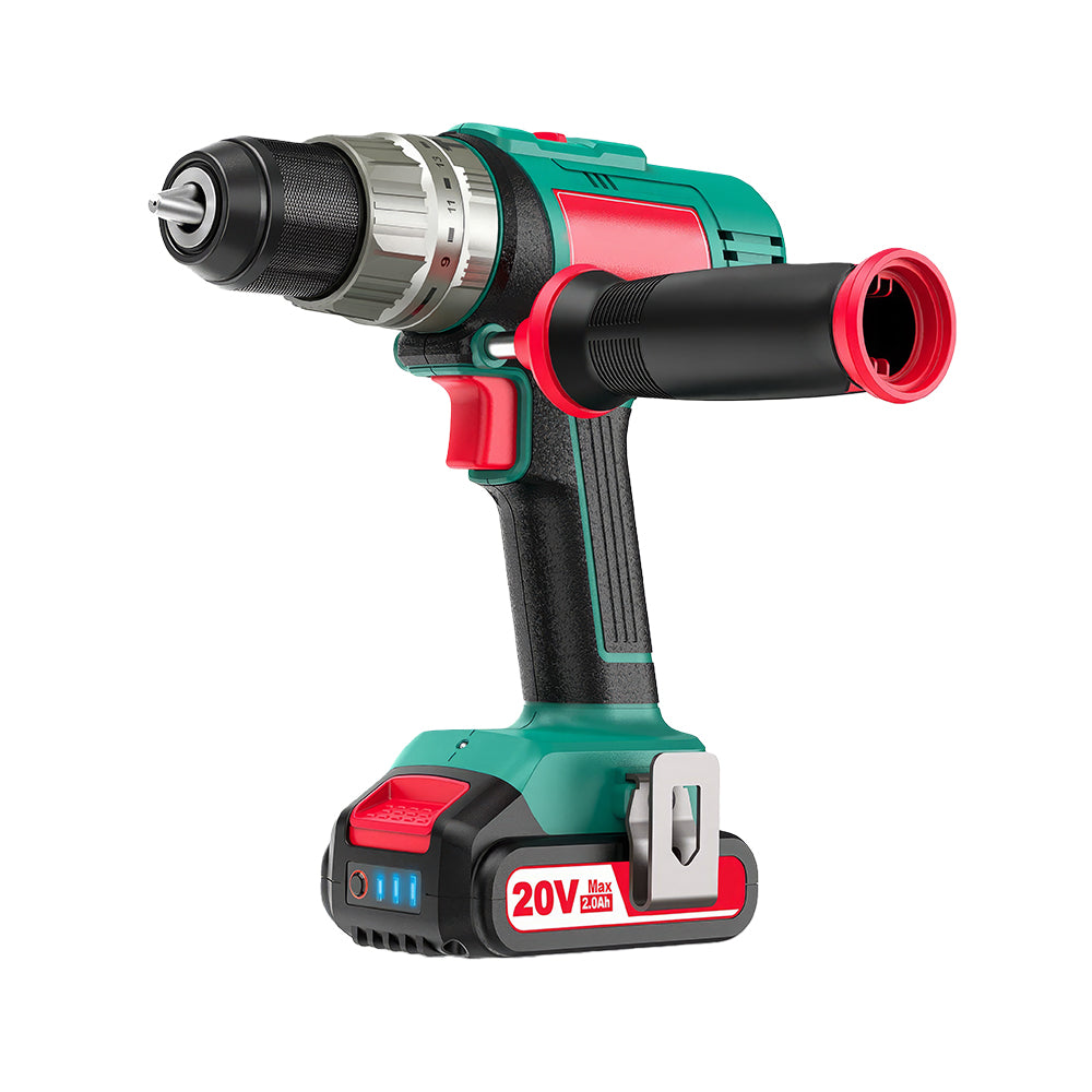 18V Cordless Hammer Drill Driver, 400 In-lbs Torque with 2.0Ah Battery