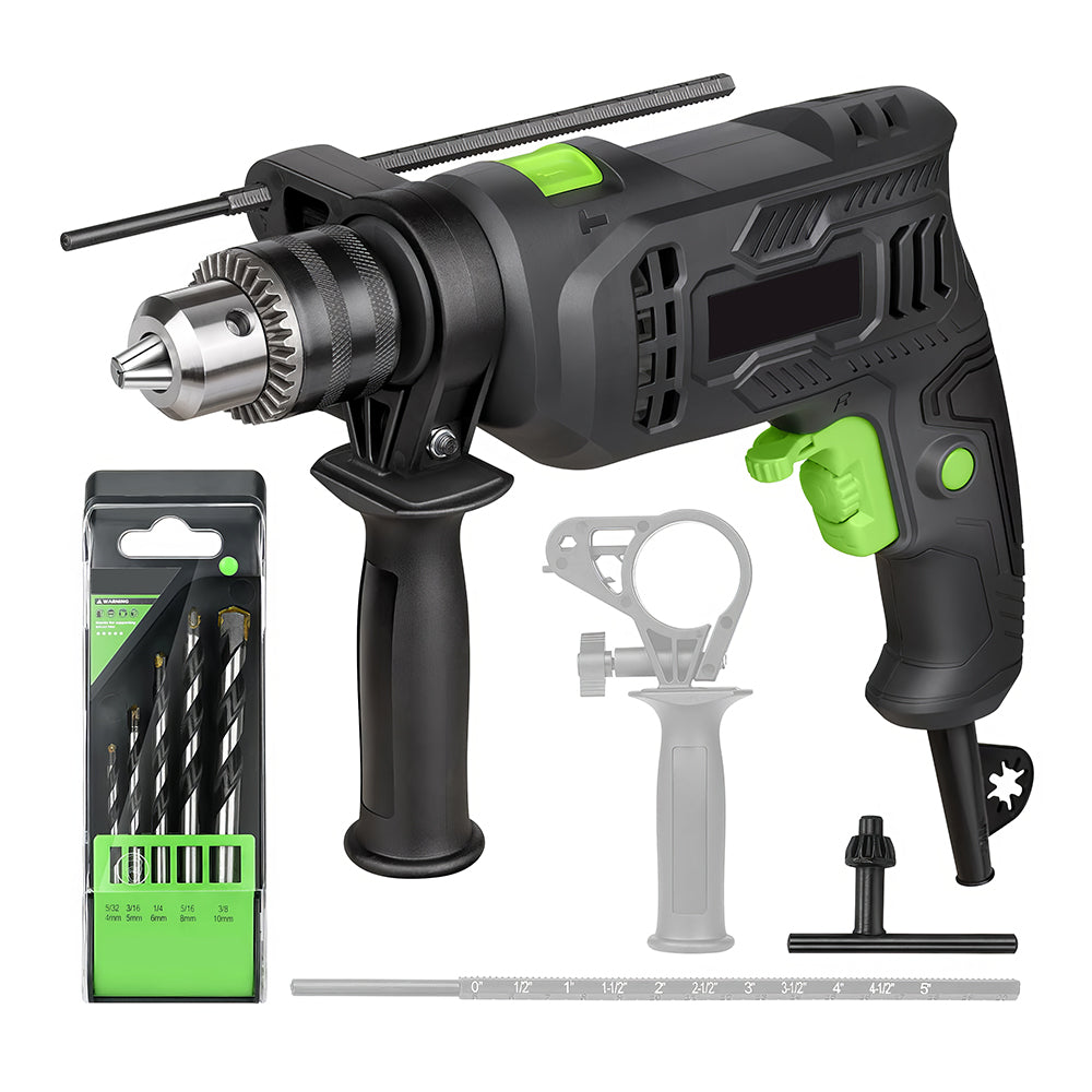5A Variable Speed Hammer Drill, 1/2" Chuck, 105-Piece Accessory Set