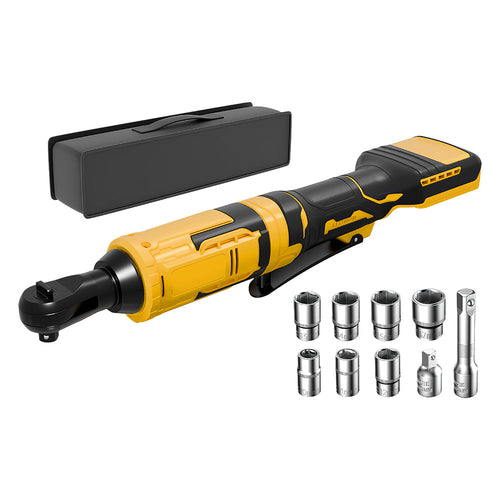 Cordless Electric Ratchet Wrench 88 Ft Lbs Variable Speed Trigger Forward Reverse Switch Socket Set Included