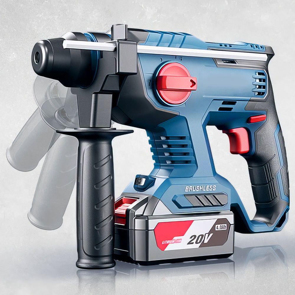 Cordless 20V SDS-Plus Rotary Hammer, 2.1J Impact, 4-Mode with Battery Kit