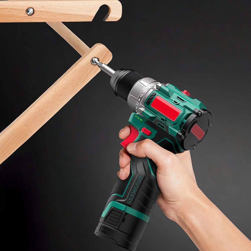 18V Cordless Hammer Drill Driver, 400 In-lbs Torque with 2.0Ah Battery