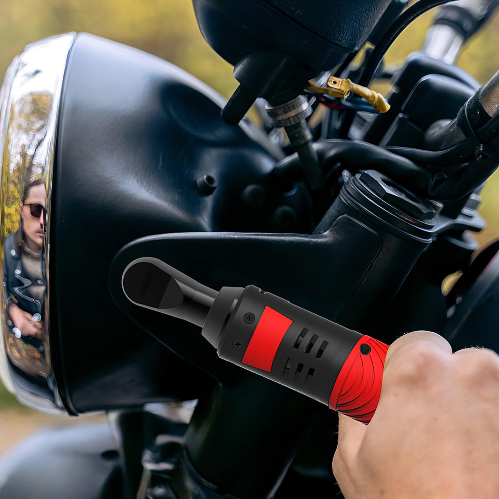 3/8" Cordless Electric Ratchet Wrench, 55Nm Extended Reach with 7 Sockets