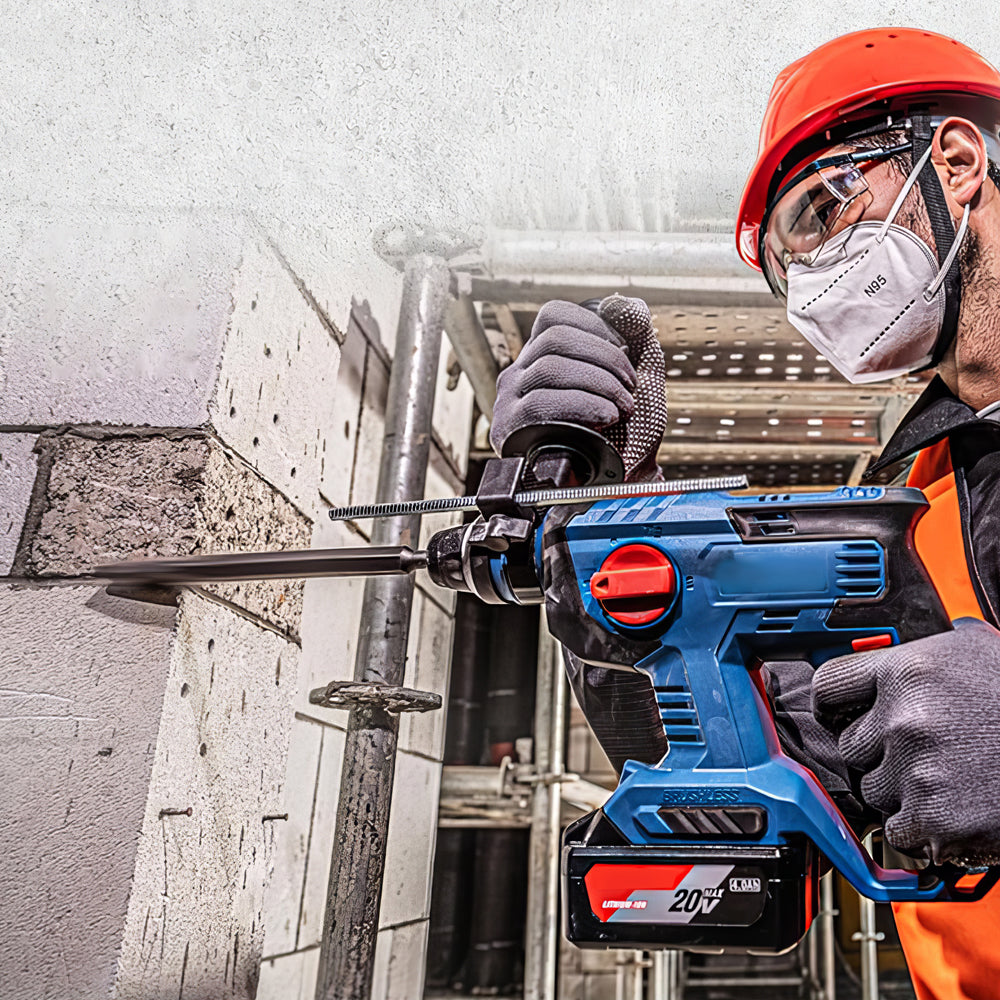 Cordless 20V SDS-Plus Rotary Hammer, 2.1J Impact, 4-Mode with Battery Kit