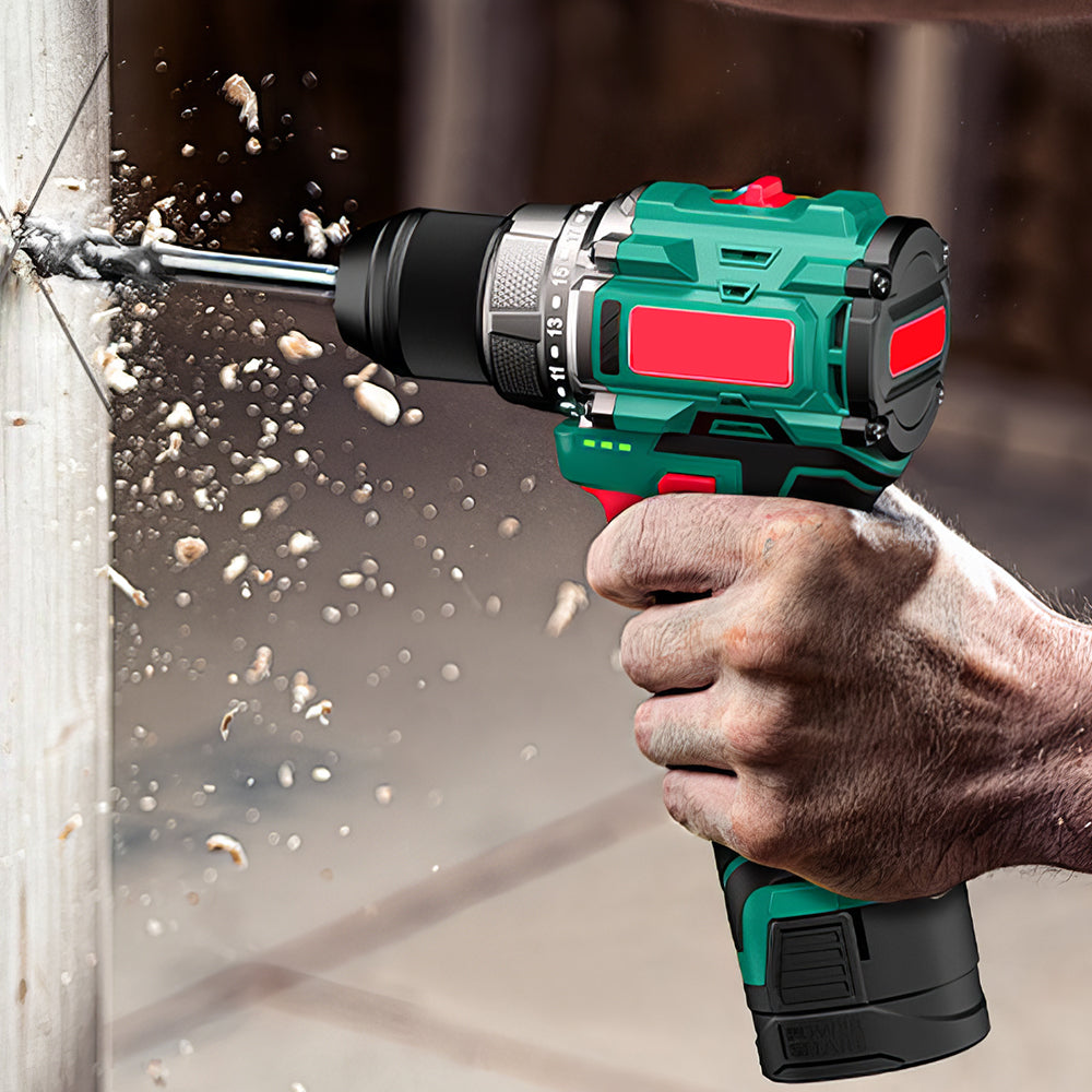 18V Cordless Hammer Drill Driver, 400 In-lbs Torque with 2.0Ah Battery
