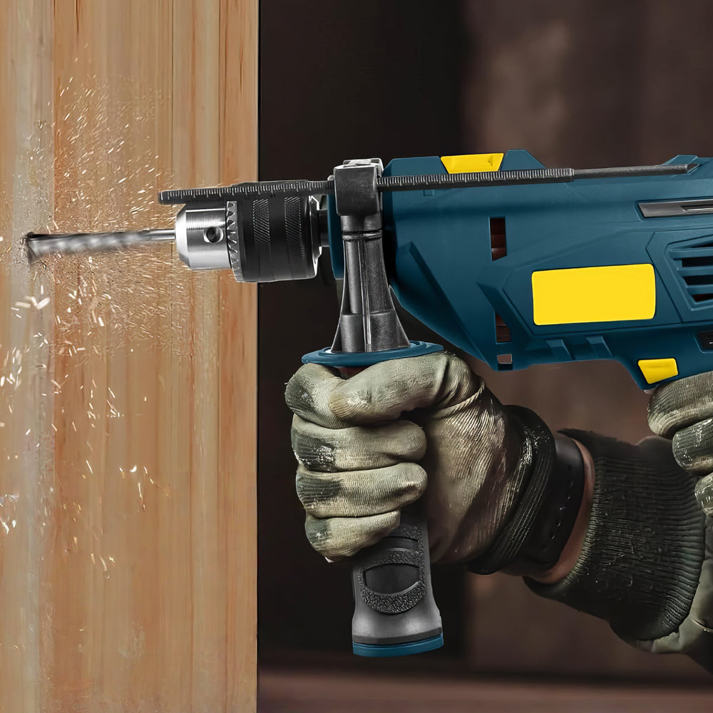 7.5 Amp Electric Hammer Drill, 0–3000RPM, 9-Piece Bit Set Included