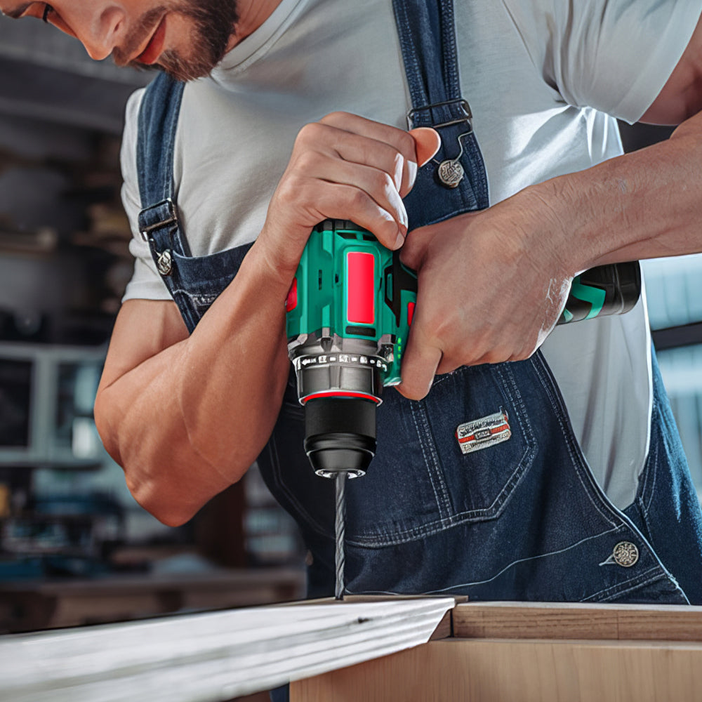 18V Cordless Hammer Drill Driver, 400 In-lbs Torque with 2.0Ah Battery